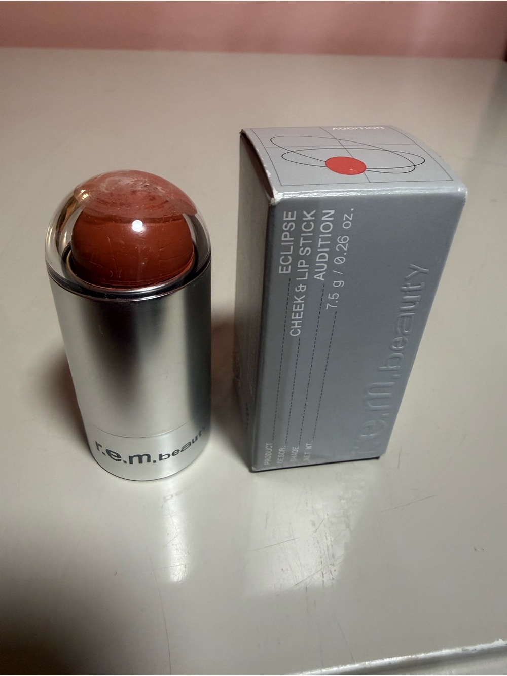 R.e.m. Beauty Eclipse Cheek & Lip Stick.Shade: Audition, a nude rose color.